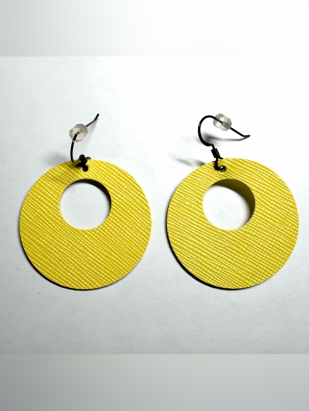 Nickel & Suede Yellow Hoop Earrings